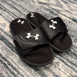 Under Armour Kids Black and White Slide Sandals